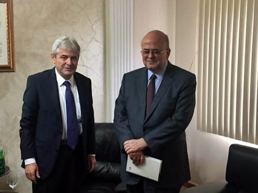 Kryetari i BDI-së Ali Ahmeti priti në takim lamtumirës ambasadorin e Greqisë, Dimitris Janakakis