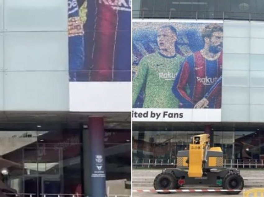 Barcelona largon të gjithë posterët e Messit 