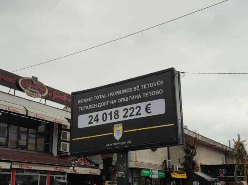 Borxhi i Komunës së Tetovës vendoset në billbord