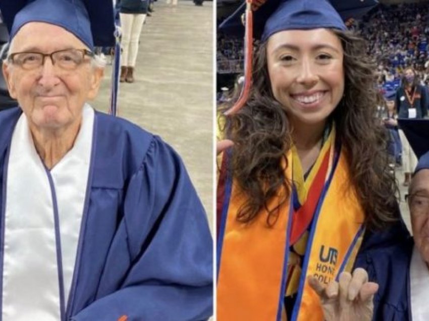 Gjyshi 88-vjeçar diplomohet në të njëjtën ditë me mbesën, plotëson ëndrrën pas shumë dekadash