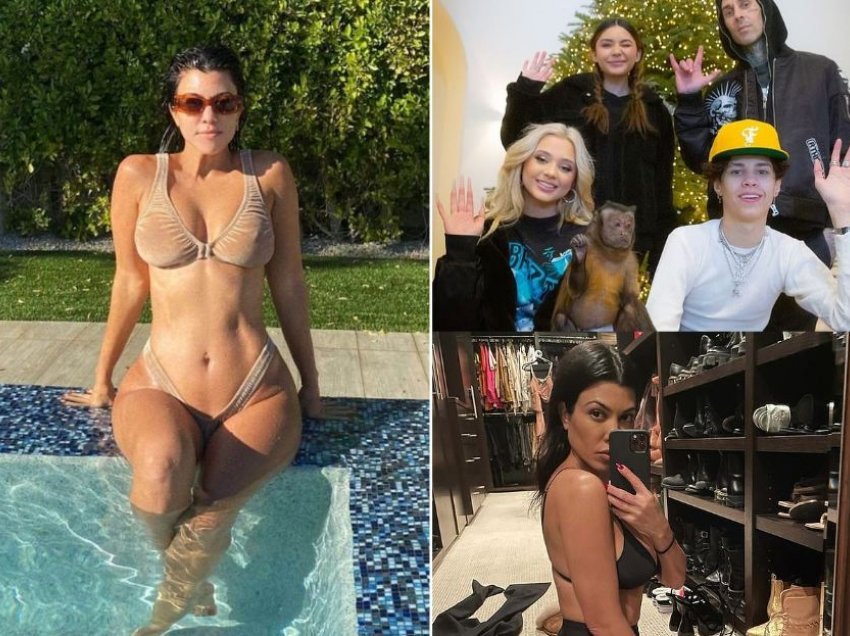 Kourtney Kardashian ‘zhvishet’ pranë pishinës teksa bën plazh me Travis Barker in Palm Springs