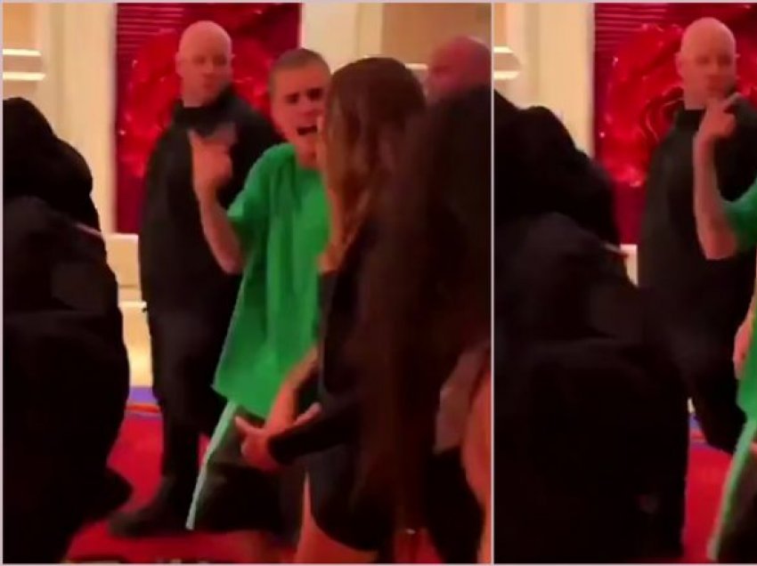 Në një video shihet Justin Bieber duket i bërtitur bashkëshortes së tij pas një performance