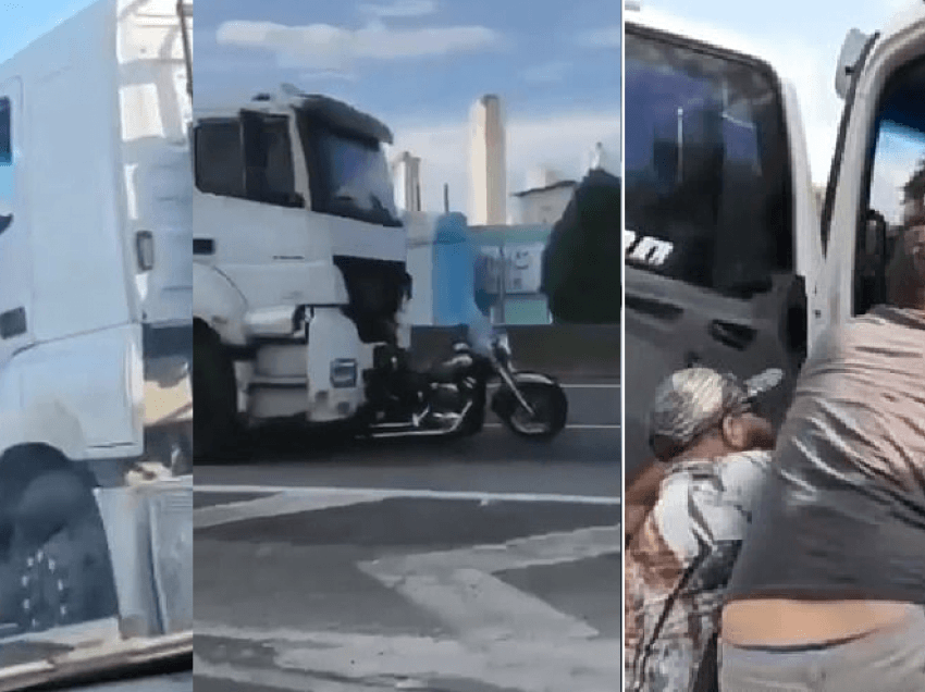 Tmerr nga Brazili/ Bashkëshorti mbahet për 30km te kamioni që i vrau gruan në motoçikletë