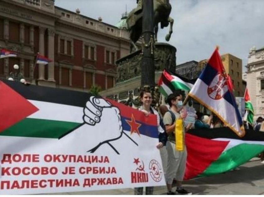 Në Beograd protesta pro Palestinës: Kosova është Serbi, Palestina shtet