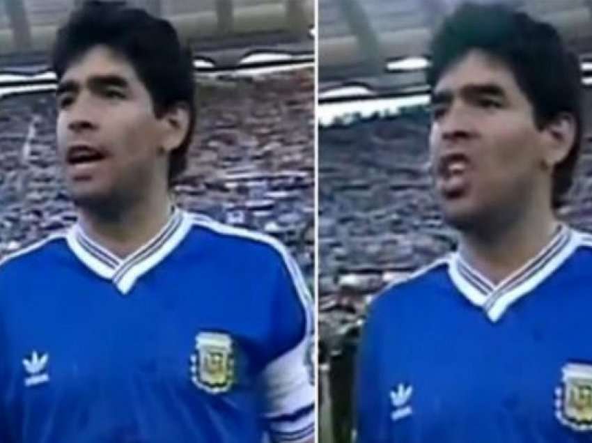Reagimi i Maradonas ndaj fishkëllimave të himnit të Argjentinës në Kupën e Botës 1990