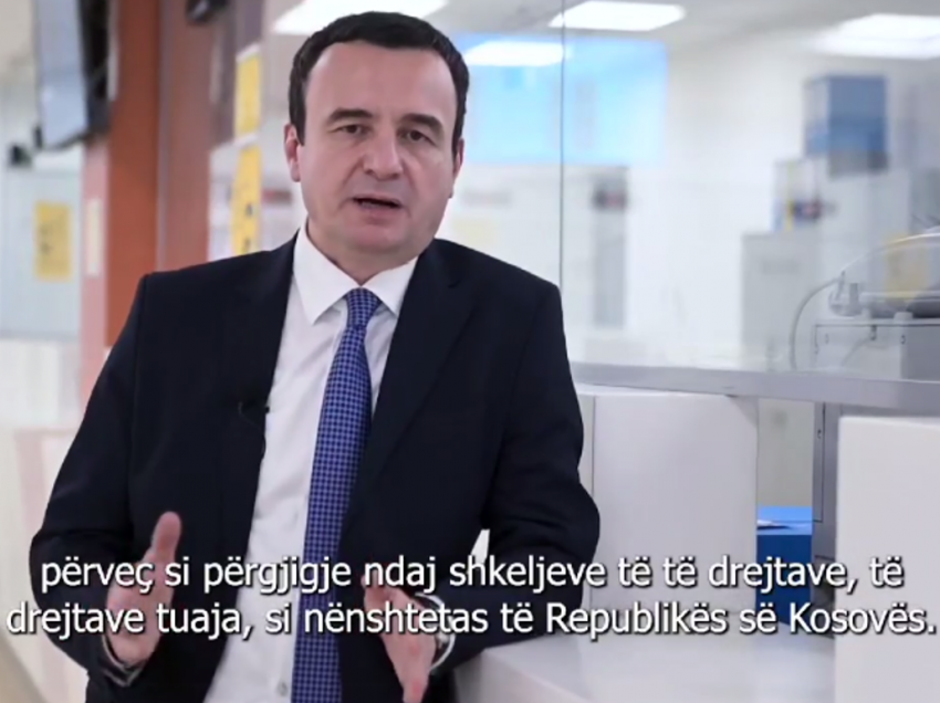 Videomesazhi i Albin Kurtit, iu drejtohet serbëve që tash e tutje hyjnë në Kosovë 