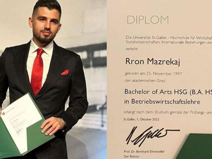 I riu Rron Mazrekaj përfundoi me sukses studimet në Universitetin St Gallen