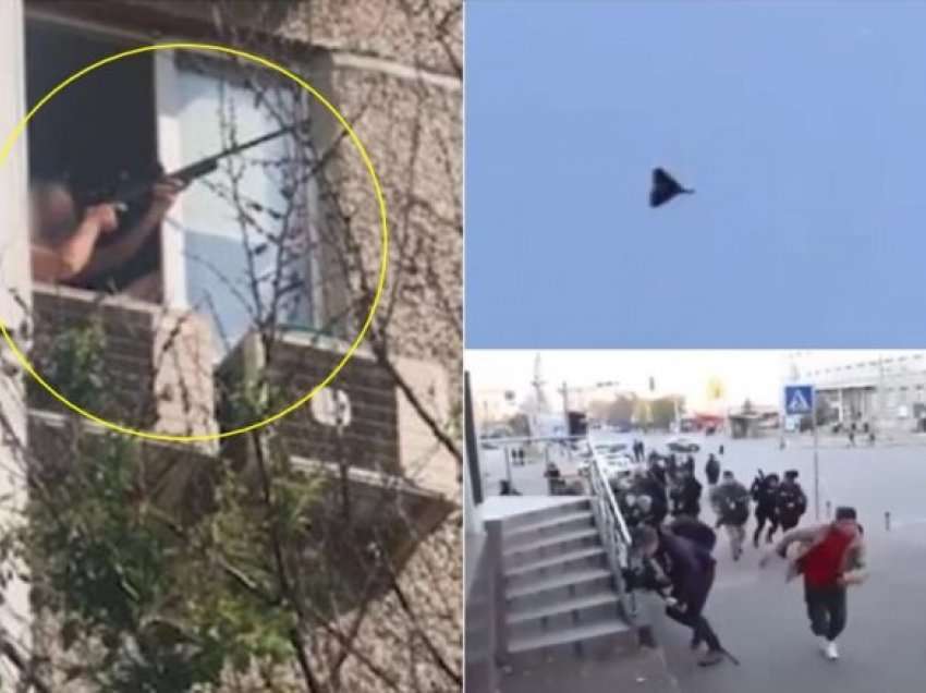 Sulmi mbi Kiev, pamje që tregojnë ukrainasit duke tentuar t’i rrëzojnë dronët – dhe reagimi i gazetarëve në momentin e sulmeve