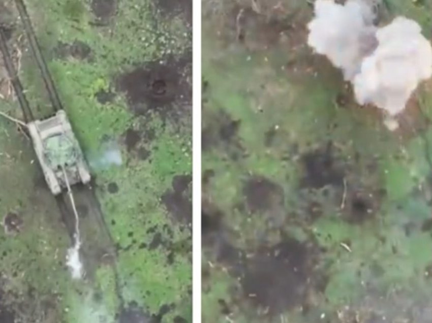 Publikohen pamjet, forcat ukrainase shkatërrojnë tankun rus me një goditje