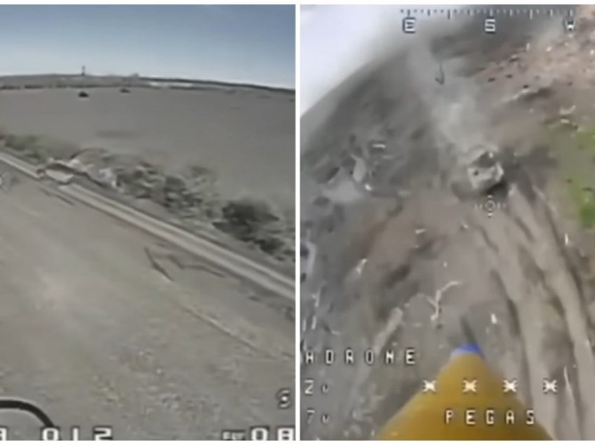 Dronët kamikaz të ushtrisë ukrainase, hedhin në erë kamionin dhe tankun rus