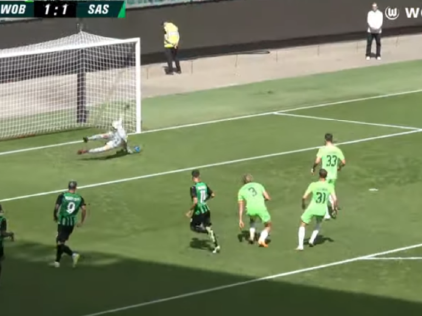 Nedim Bajrami shënon një gol kundër Wolfsburgut