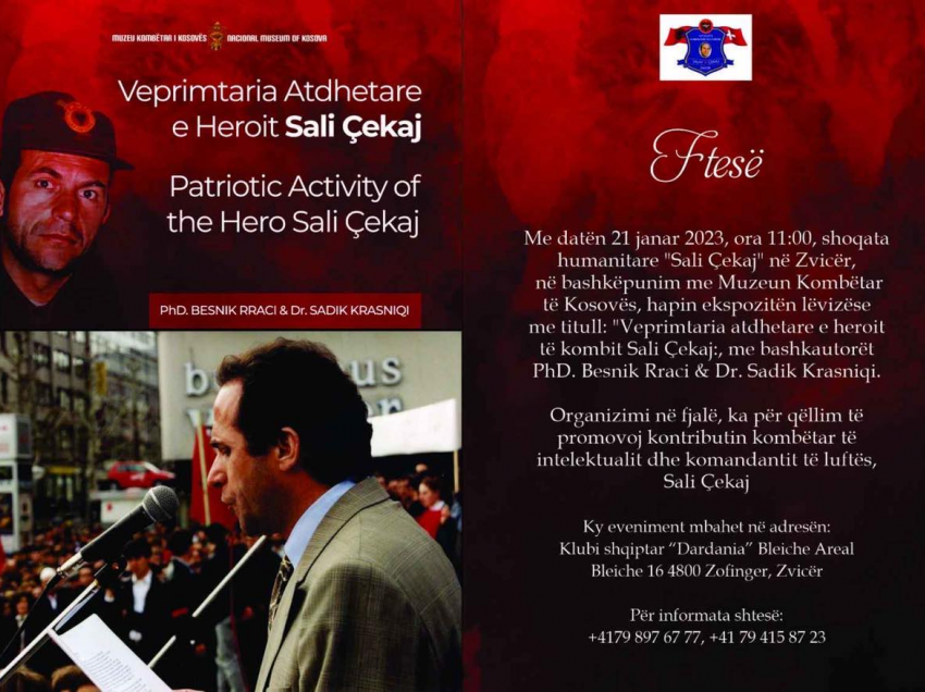 Në Zvicër, me 21 dhe 22 janar bëhet hapja e ekspozitës së Heroit Salih Çekaj