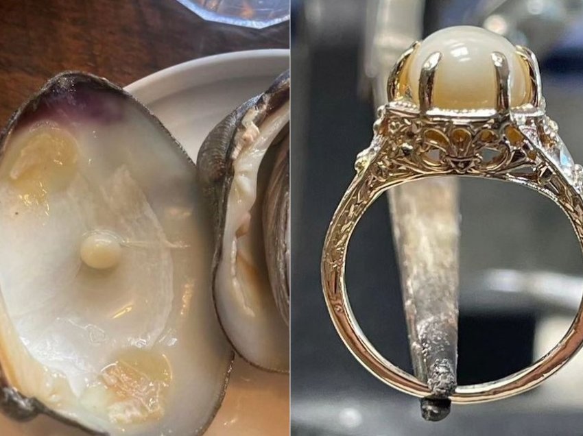 Perla e gjetur në molusqe të restorantit bëhet unazë fejese