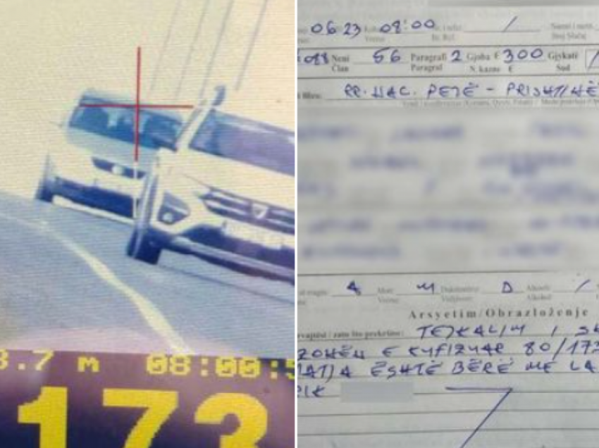 Tejkaloi dyfishin e shpejtësisë së lejuar, gjobitet shoferi në autostradën Pejë-Prishtinë