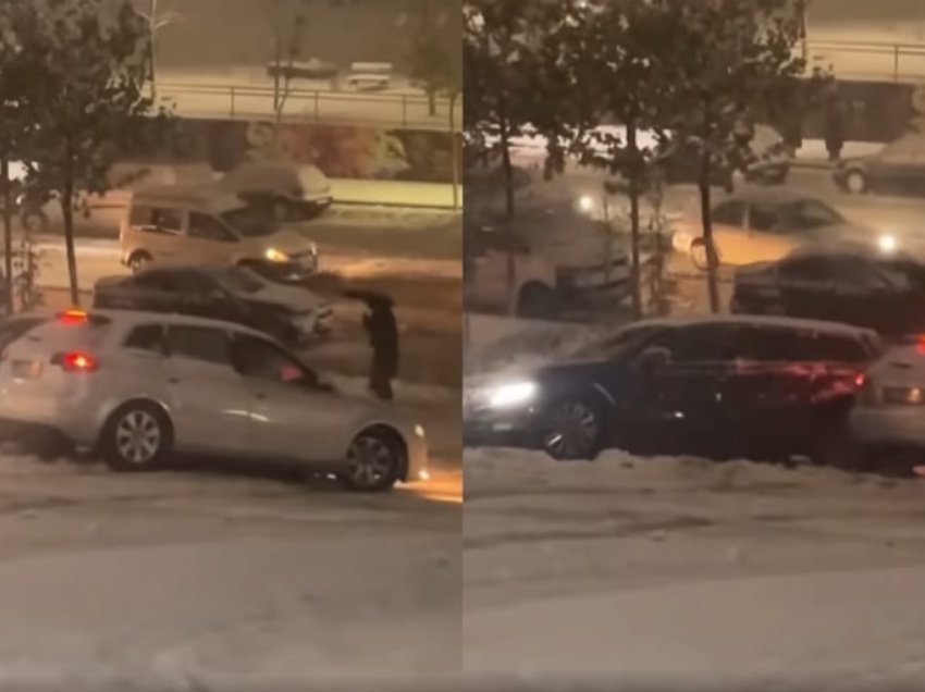 Kaos në rrugët e kryeqytetit, vetura rrëshqet nëpër borë dhe godet një tjetër