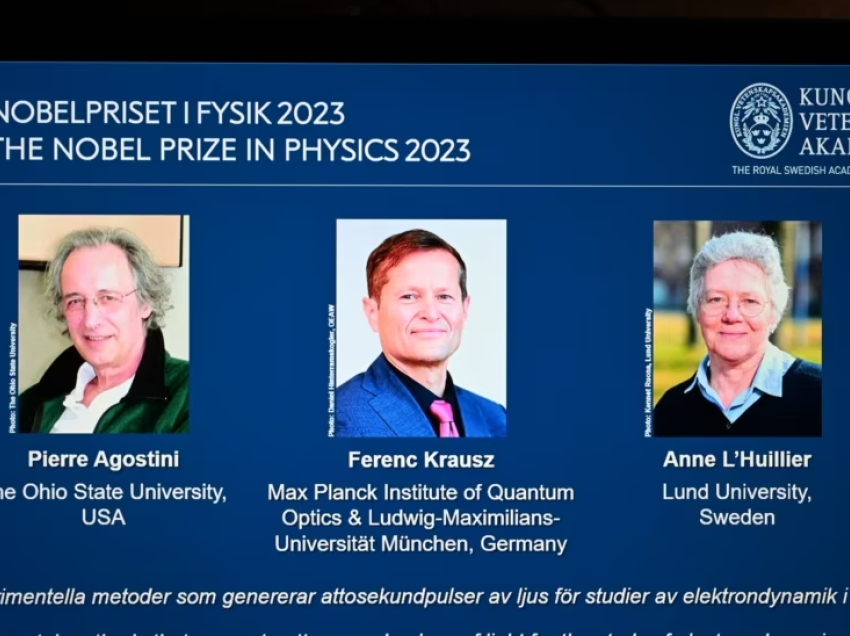 Çmimi Nobel në fizikë, tre shkencëtarëve për studimin e elektroneve