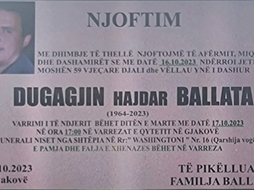 E dhimbshme për familjen Ballata në Gjakovë, 59-vjeçari gjendet pa shenja jete në shtëpinë e tij