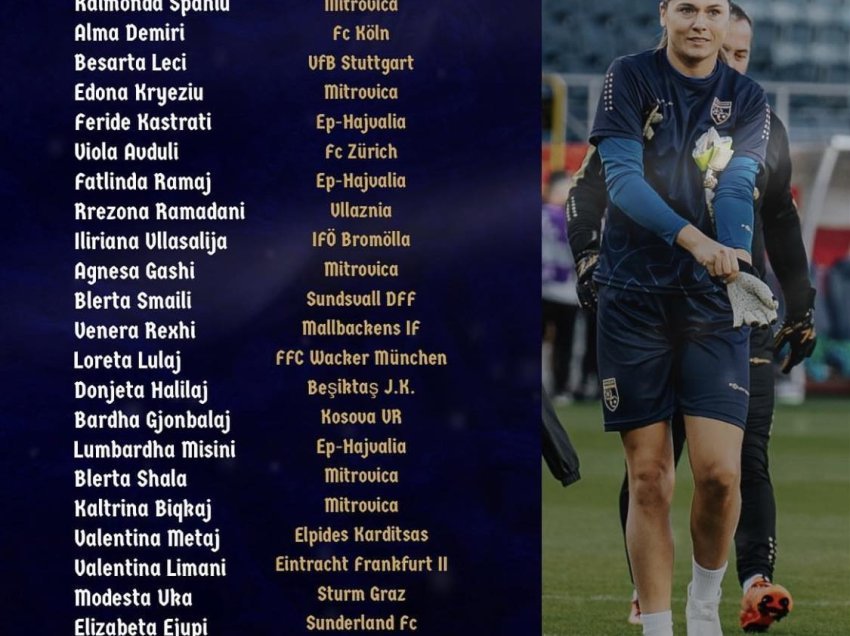 Kombëtarja e Kosovës për femra ka publikuar listen për ndeshjen e shtatorit