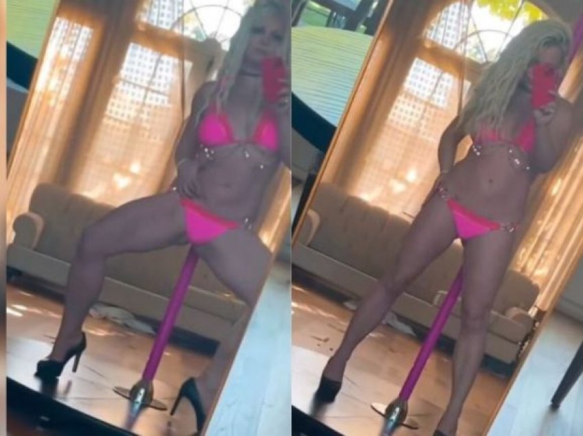 Britney Spears shfaqet me bikini rozë dhe kërcen “provokuese” në një tub hekuri