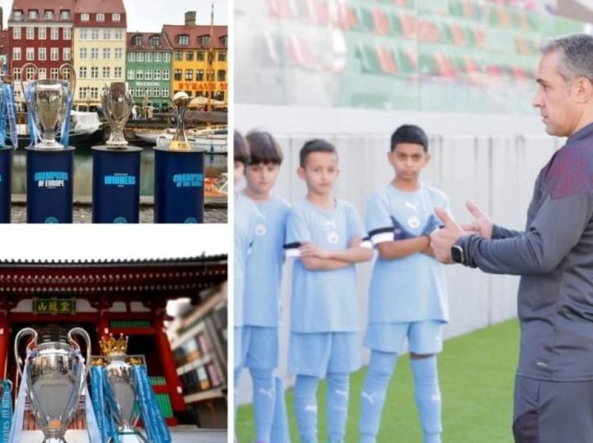 Paradë fantastike, kupat ikonike të Manchester Cityt zbarkojnë në Tiranë