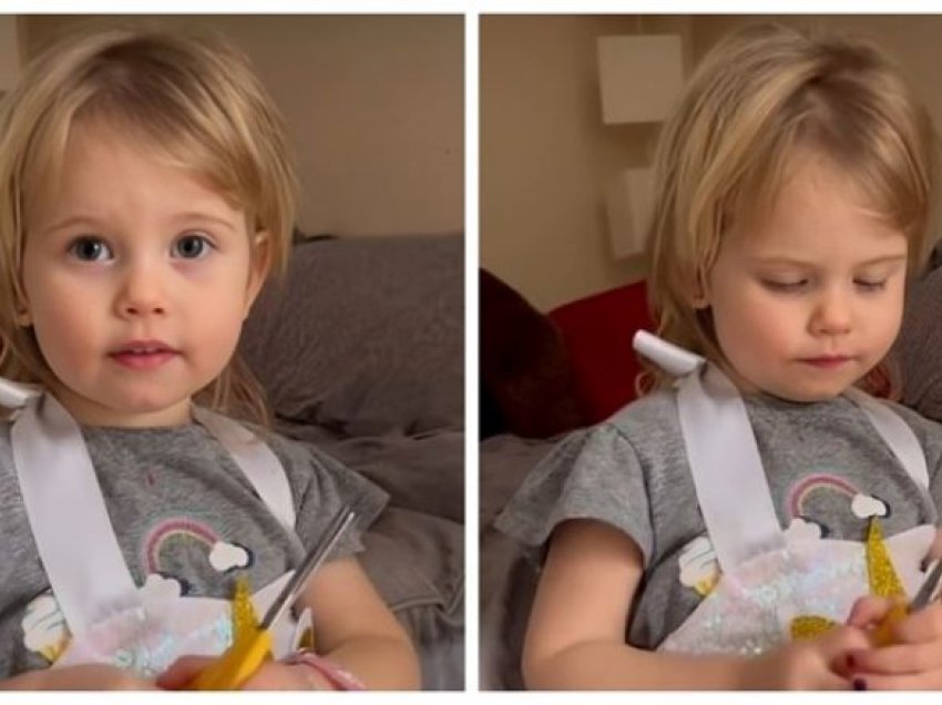 Vajza preu vetë flokët, shikoni reagimin e nënës së saj