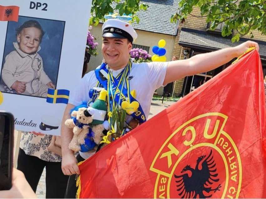 Maturanti në Suedi shkon në mbrëmjen e maturës me flamur të UÇK